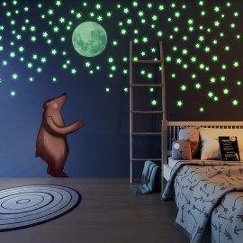 Glow in The Dark Stars and Moon for Ceiling - Luminous Wall Decal, Sticky Fluorescence Decor for Kids Nursery Bedroom Living Room
