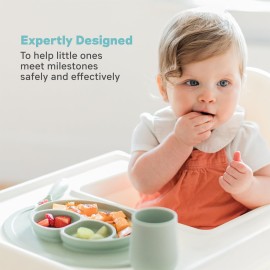 ezpz Mini Mat for 12 Months+ (Sage) - 100% Silicone Placemat + Plate with Suction for Infants + Toddlers - Supports Baby-Led Weaning - for Highchair, Dining Table and Travel ezpz Mini Mat for 12 Months+ (Sage) - 100% Silicone Placemat + Plate with Suction for Infants + Toddlers - Supports Baby-Led Weaning - for Highchair, Dining Table and Travel