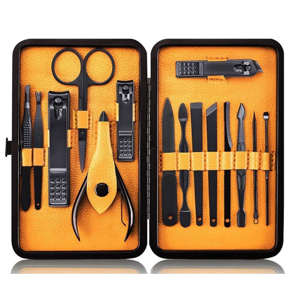 Keiby Citom Professional Stainless Steel Nail Clipper Travel & Grooming Kit Nail Tools Manicure & Pedicure Set of 15pcs with Luxurious Case (Black/Yellow) Keiby Citom Professional Stainless Steel Nail Clipper Travel & Grooming Kit Nail Tools Manicure & Pedicure Set of 15pcs with Luxurious Case (Black/Yellow)
