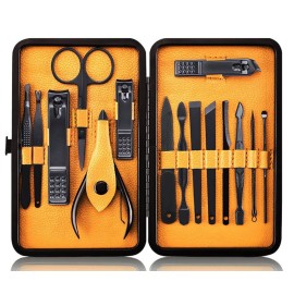 Keiby Citom Professional Stainless Steel Nail Clipper Travel & Grooming Kit Nail Tools Manicure & Pedicure Set of 15pcs with Luxurious Case (Black/Yellow) Keiby Citom Professional Stainless Steel Nail Clipper Travel & Grooming Kit Nail Tools Manicure & Pedicure Set of 15pcs with Luxurious Case (Black/Yellow)