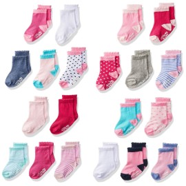 Little Me 20-Pair Newborn Baby Infant & Toddler Girls Socks, 0-12/12-24 Months, Assorted Size Pack, Multi, 20 count (Pack of 1)