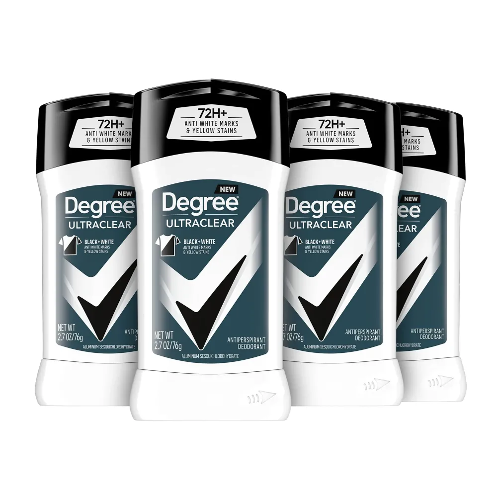 Degree Men UltraClear Antiperspirant Deodorant Black + White 72-Hour Sweat & Odor Protection Antiperspirant For Men With MotionSense Technology 2.7 Ounce (Pack of 4) Degree Men UltraClear Antiperspirant Deodorant Black + White 72-Hour Sweat & Odor Protection Antiperspirant For Men With MotionSense Technology 2.7 Ounce (Pack of 4)