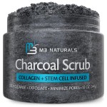 Exfoliating Charcoal Scrub with Collagen & Stem Cells - Salt Scrub for Body Toning, Cellulite, Armpit Detox, and Skin Smoothing for Face, Feet, and Body by M3 Naturals.