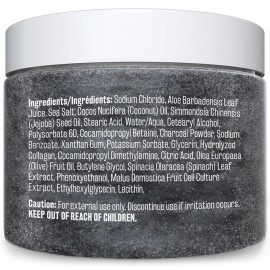 Exfoliating Charcoal Scrub with Collagen & Stem Cells - Salt Scrub for Body Toning, Cellulite, Armpit Detox, and Skin Smoothing for Face, Feet, and Body by M3 Naturals. Exfoliating Charcoal Scrub with Collagen & Stem Cells - Salt Scrub for Body Toning, Cellulite, Armpit Detox, and Skin Smoothing for Face, Feet, and Body by M3 Naturals.