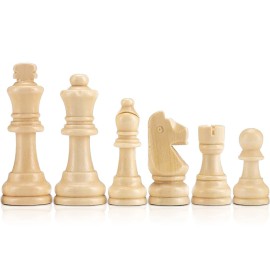 AMEROUS Wooden Chess Pieces Only, Staunton Style Wood Chessmen with 3.15 King - Storage Bag - Gift Packed Box, Tournament Chess Game Pawns for Replacement of Missing Pieces