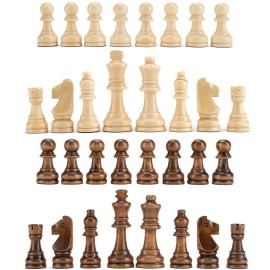 AMEROUS Wooden Chess Pieces Only, Staunton Style Wood Chessmen with 3.15 King - Storage Bag - Gift Packed Box, Tournament Chess Game Pawns for Replacement of Missing Pieces