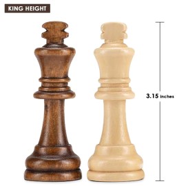 AMEROUS Wooden Chess Pieces Only, Staunton Style Wood Chessmen with 3.15 King - Storage Bag - Gift Packed Box, Tournament Chess Game Pawns for Replacement of Missing Pieces