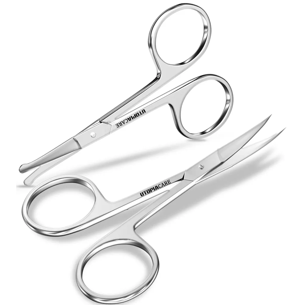 Utopia Care Eyebrow Scissors, Professional Stainless Steel Small Shears for Men and Women, Nose Hair Scissors for Grooming Mustache, Beard, Eyelashes, Ear Hair Trimming, Silver
