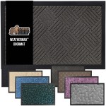 GORILLA GRIP 100% Waterproof All-Season WeatherMax Doormat, Durable Natural Rubber, Stain and Fade Resistant, Low Profile, Indoor Outdoor Door Mats, Easy Clean Patio Entrance Mat, 17x29, Gray Diamond