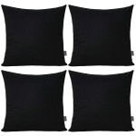 Thmyo 4-Pack 100% Cotton Comfortable Solid Decorative Throw Pillow Case Square Cushion Cover Pillowcase Sublimation Blank Pillow Covers Christmas DIY Throw Pillowcase for Sofa(18x18inch/45x45cm,Black)
