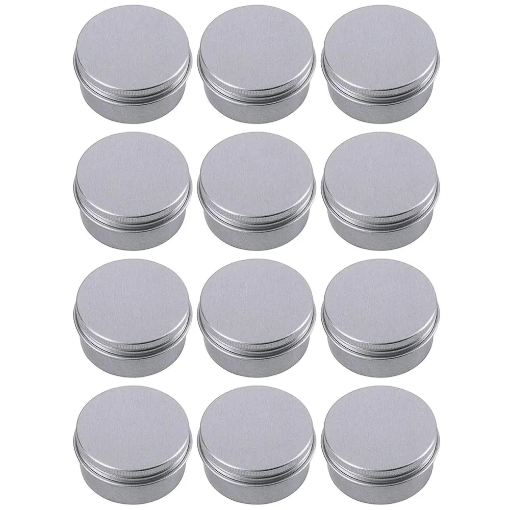 Hulless 0.5 Ounce Aluminum Tin Jar Refillable Containers 15 ml Aluminum Screw Lid Round Tin Container Bottle for Cosmetic,Lip Balm, Cream, 12 Pack. Hulless 0.5 Ounce Aluminum Tin Jar Refillable Containers 15 ml Aluminum Screw Lid Round Tin Container Bottle for Cosmetic,Lip Balm, Cream, 12 Pack.