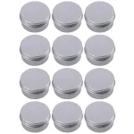 Hulless 0.5 Ounce Aluminum Tin Jar Refillable Containers 15 ml Aluminum Screw Lid Round Tin Container Bottle for Cosmetic,Lip Balm, Cream, 12 Pack.