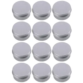 Hulless 0.5 Ounce Aluminum Tin Jar Refillable Containers 15 ml Aluminum Screw Lid Round Tin Container Bottle for Cosmetic,Lip Balm, Cream, 12 Pack.