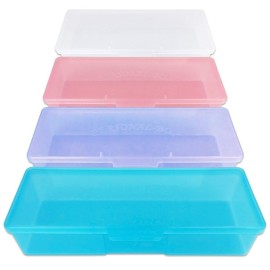Beauticom Personal Box Storage Case for Professional Manicurist Nails Pedicure (Large Size) (4 Pieces Mix Color, Mix Color: Pink, Blue, Frosted, Purple)