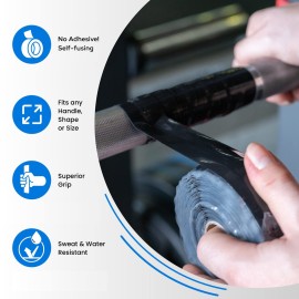 Core Prodigy Fusion Grip Tape - Silicone Rubber Wrap for Pull Up Bars, Barbells, Dumbbells, Sports and Gym Equipment, and Tools (10 Foot, Black) Core Prodigy Fusion Grip Tape - Silicone Rubber Wrap for Pull Up Bars, Barbells, Dumbbells, Sports and Gym Equipment, and Tools (10 Foot, Black)