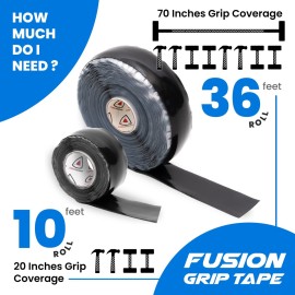 Core Prodigy Fusion Grip Tape - Silicone Rubber Wrap for Pull Up Bars, Barbells, Dumbbells, Sports and Gym Equipment, and Tools (10 Foot, Black) Core Prodigy Fusion Grip Tape - Silicone Rubber Wrap for Pull Up Bars, Barbells, Dumbbells, Sports and Gym Equipment, and Tools (10 Foot, Black)