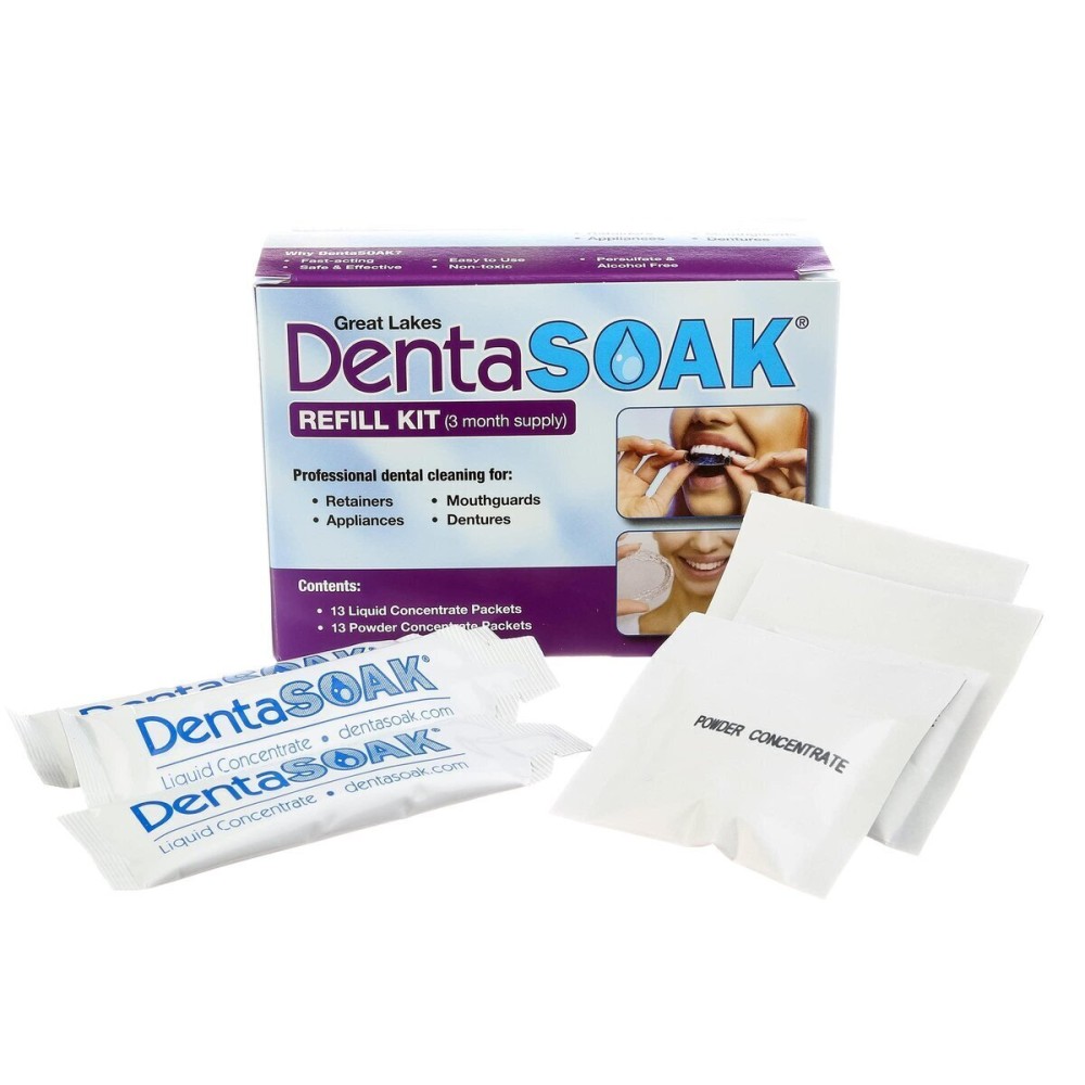 DentaSOAK Refill Kit - Mouthguard, Retainer, Denture, Appliance Cleaner - 100% Safe - Non-Toxic, Persulfate Free, Gluten Free & Alcohol Free - 3 Month Supply - Mint Scented DentaSOAK Refill Kit - Mouthguard, Retainer, Denture, Appliance Cleaner - 100% Safe - Non-Toxic, Persulfate Free, Gluten Free & Alcohol Free - 3 Month Supply - Mint Scented