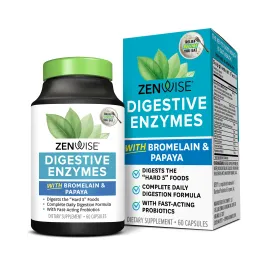 Zenwise Health Digestive Enzymes and Bromelain for Gut Health - Probiotic Multi Enzymes with Prebiotics and Probiotics for Women and Men for Digestive Health and Bloating Relief for Digestion - 60 CT
