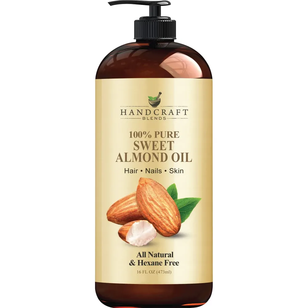 Handcraft Blends Sweet Almond Oil - 16 Fl Oz - 100% Pure and Natural - Premium Grade Carrier Oil for Skin and Hair - Hair and Body - Massage - Hexane-Free Handcraft Blends Sweet Almond Oil - 16 Fl Oz - 100% Pure and Natural - Premium Grade Carrier Oil for Skin and Hair - Hair and Body - Massage - Hexane-Free