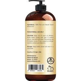 Handcraft Blends Sweet Almond Oil - 16 Fl Oz - 100% Pure and Natural - Premium Grade Carrier Oil for Skin and Hair - Hair and Body - Massage - Hexane-Free Handcraft Blends Sweet Almond Oil - 16 Fl Oz - 100% Pure and Natural - Premium Grade Carrier Oil for Skin and Hair - Hair and Body - Massage - Hexane-Free