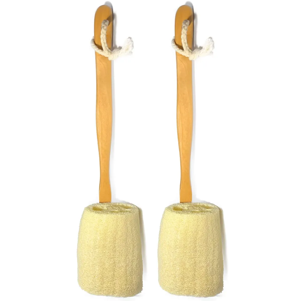 2 Pack Natural Exfoliating Loofah luffa loofa Bath Brush On a Stick - with Long Wooden Handle Back Brush for Men & Women - Shower Sponge Body Back Scrubber 2 Pack Natural Exfoliating Loofah luffa loofa Bath Brush On a Stick - with Long Wooden Handle Back Brush for Men & Women - Shower Sponge Body Back Scrubber