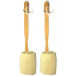 2 Pack Natural Exfoliating Loofah luffa loofa Bath Brush On a Stick - with Long Wooden Handle Back Brush for Men & Women - Shower Sponge Body Back Scrubber