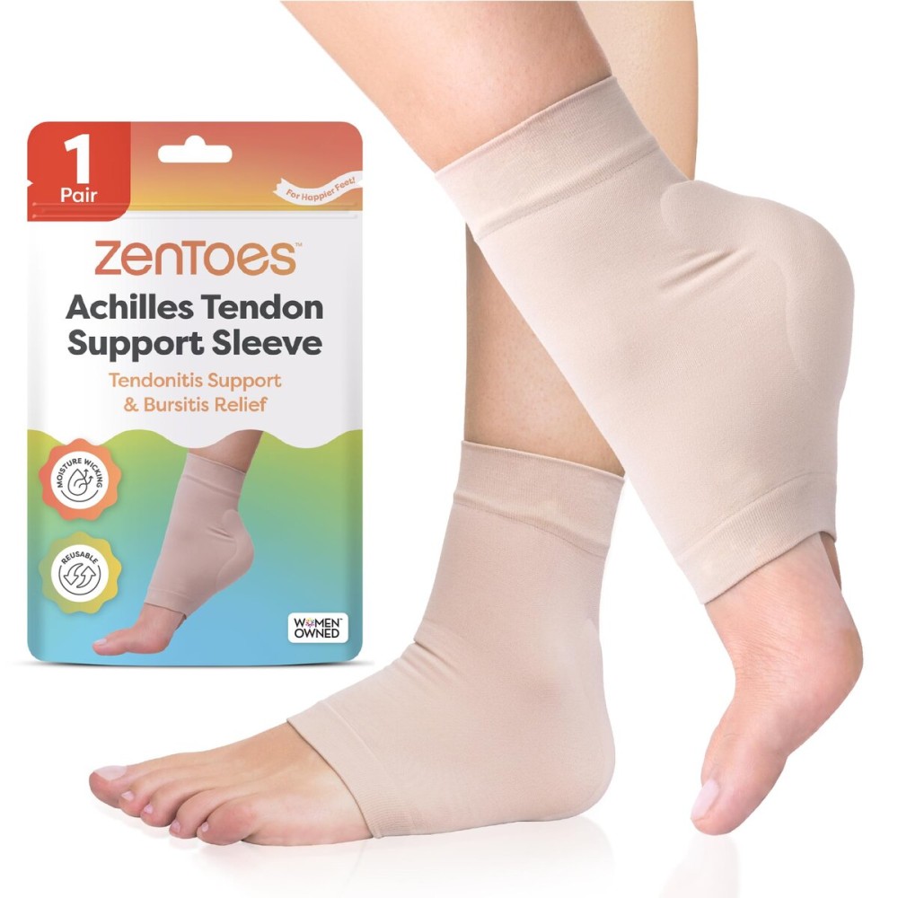 ZenToes Achilles Tendon Support Sleeve, Padded Compression Sleeve for Achilles Tendonitis Relief & Haglunds Heel, Washable Padded Socks & Heel Protectors for Bursitis Relief, 1 Pair ZenToes Achilles Tendon Support Sleeve, Padded Compression Sleeve for Achilles Tendonitis Relief & Haglunds Heel, Washable Padded Socks & Heel Protectors for Bursitis Relief, 1 Pair