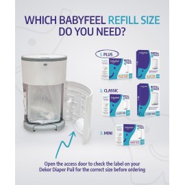 Babyfeel Refills Compatible with DEKOR PLUS Diaper Pails | 4 Pack | Exclusive 30% Extra Thickness | Diaper Pail Refills with Powerful Odor Elimination | Fresh Powder Scent | Holds up to 2320 Diapers Babyfeel Refills Compatible with DEKOR PLUS Diaper Pails | 4 Pack | Exclusive 30% Extra Thickness | Diaper Pail Refills with Powerful Odor Elimination | Fresh Powder Scent | Holds up to 2320 Diapers