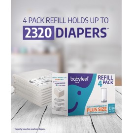 Babyfeel Refills Compatible with DEKOR PLUS Diaper Pails | 4 Pack | Exclusive 30% Extra Thickness | Diaper Pail Refills with Powerful Odor Elimination | Fresh Powder Scent | Holds up to 2320 Diapers Babyfeel Refills Compatible with DEKOR PLUS Diaper Pails | 4 Pack | Exclusive 30% Extra Thickness | Diaper Pail Refills with Powerful Odor Elimination | Fresh Powder Scent | Holds up to 2320 Diapers