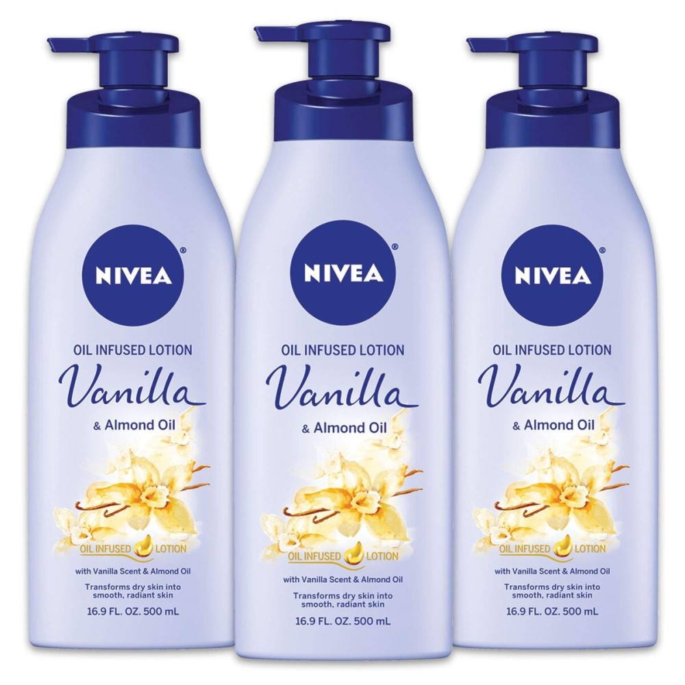 NIVEA Oil Infused Body Lotion, Vanilla and Almond Oil, Body Lotion for Dry Skin, 16.9 Fl Oz Pump Bottle NIVEA Oil Infused Body Lotion, Vanilla and Almond Oil, Body Lotion for Dry Skin, 16.9 Fl Oz Pump Bottle