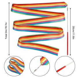 YGEOMER 12pcs Dance Ribbons, Rainbow Gymnastics Ribbon Wands for Kids Dancer, Dance Twirling Sticks Batons Streamers for Artistic Dancing, Talent Shows Dance Floor Party Props YGEOMER 12pcs Dance Ribbons, Rainbow Gymnastics Ribbon Wands for Kids Dancer, Dance Twirling Sticks Batons Streamers for Artistic Dancing, Talent Shows Dance Floor Party Props