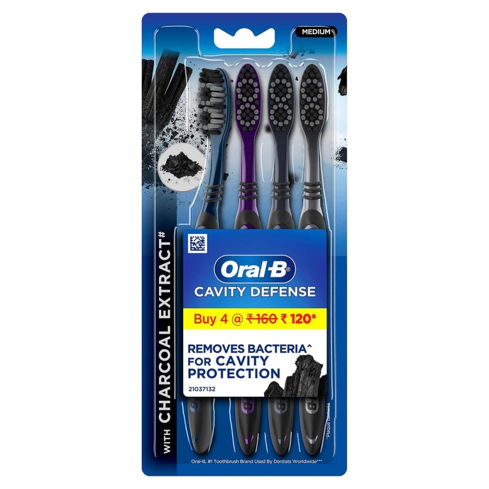 Oral B Cavity Defense 123 Black Toothbrush  Medium (Pack of 4) Oral B Cavity Defense 123 Black Toothbrush  Medium (Pack of 4)