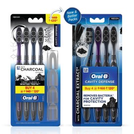 Oral B Cavity Defense 123 Black Toothbrush  Medium (Pack of 4) Oral B Cavity Defense 123 Black Toothbrush  Medium (Pack of 4)