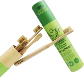Gaia Guy Natural Bristle Bamboo Toothbrush (NO Nylon - Boar Hair ONLY) - Totally Compostable & Biodegradable Boar Bristle and Bamboo Toothbrushes - Zero Waste - 6-Pack Gaia Guy Natural Bristle Bamboo Toothbrush (NO Nylon - Boar Hair ONLY) - Totally Compostable & Biodegradable Boar Bristle and Bamboo Toothbrushes - Zero Waste - 6-Pack
