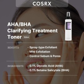 COSRX AHA/BHA Treatment Toner 5.07 fl.oz/ 150ml, Facial Exfoliating Spray for Whiteheads, Pores, & Uneven Skin, Korean Toner, Not Tested on Animals, No Parabens, No Sulfates, Korean Skin Care COSRX AHA/BHA Treatment Toner 5.07 fl.oz/ 150ml, Facial Exfoliating Spray for Whiteheads, Pores, & Uneven Skin, Korean Toner, Not Tested on Animals, No Parabens, No Sulfates, Korean Skin Care