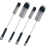 Coralpearl Bottle Brushes Thin Long Handle X 4, Utility Skinny Wire Cleaner Set Big Small, Bendable Flexible for Cleaning Narrow Neck Water, Beer, Wine, Baby Bottles, Pipes, Tubes, Hoses, and Flasks