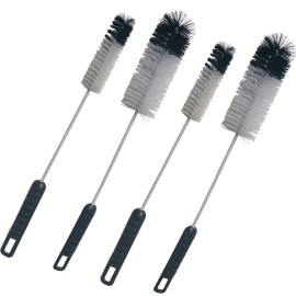 Coralpearl Bottle Brushes Thin Long Handle X 4, Utility Skinny Wire Cleaner Set Big Small, Bendable Flexible for Cleaning Narrow Neck Water, Beer, Wine, Baby Bottles, Pipes, Tubes, Hoses, and Flasks