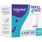 Babyfeel Refills Compatible with DEKOR CLASSIC Diaper Pails | 4 Pack | Exclusive 30% Extra Thickness | Diaper Pail Refills with Powerful Odor Elimination | Powder Scent | Holds up to 1980 Diapers