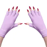 MelodySusie UV Gloves for Gel Nail Lamp, Professional UPF50+ UV Protection Gloves for Manicures, Nail Art Skin Care Fingerless Anti UV Glove Protect Hands from UV Harm (Purple)