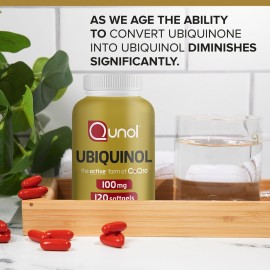 Qunol Ubiquinol CoQ10 100mg Softgels, Ubiquinol - Active Form of Coenzyme Q10, Antioxidant for Heart Health, Healthy Blood Pressure Levels, Beneficial to Statin Users, 120 Count Qunol Ubiquinol CoQ10 100mg Softgels, Ubiquinol - Active Form of Coenzyme Q10, Antioxidant for Heart Health, Healthy Blood Pressure Levels, Beneficial to Statin Users, 120 Count