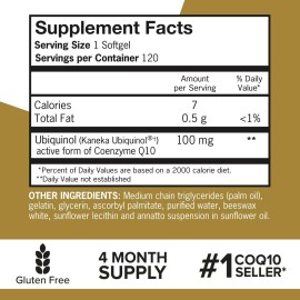 Qunol Ubiquinol CoQ10 100mg Softgels, Ubiquinol - Active Form of Coenzyme Q10, Antioxidant for Heart Health, Healthy Blood Pressure Levels, Beneficial to Statin Users, 120 Count Qunol Ubiquinol CoQ10 100mg Softgels, Ubiquinol - Active Form of Coenzyme Q10, Antioxidant for Heart Health, Healthy Blood Pressure Levels, Beneficial to Statin Users, 120 Count