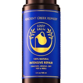 Ancient Greek Remedy Organic Foot Balm for Dry Cracked Feet and Heels, Made of Olive, Almond, Jojoba, Lavender and Vitamin E Oil. Natural Cream Moisturizer for Dry Skin Care for Women, Men