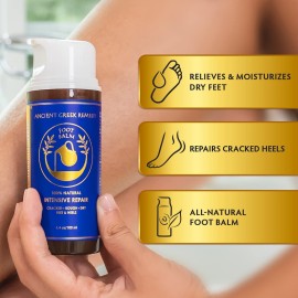 Ancient Greek Remedy Organic Foot Balm for Dry Cracked Feet and Heels, Made of Olive, Almond, Jojoba, Lavender and Vitamin E Oil. Natural Cream Moisturizer for Dry Skin Care for Women, Men Ancient Greek Remedy Organic Foot Balm for Dry Cracked Feet and Heels, Made of Olive, Almond, Jojoba, Lavender and Vitamin E Oil. Natural Cream Moisturizer for Dry Skin Care for Women, Men