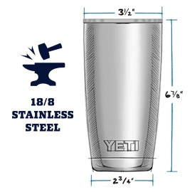 YETI Rambler 20 oz Tumbler, Stainless Steel, Vacuum Insulated with MagSlider Lid, Stainless YETI Rambler 20 oz Tumbler, Stainless Steel, Vacuum Insulated with MagSlider Lid, Stainless