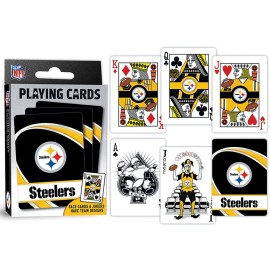 MasterPieces - NFL Playing Cards, Officially Licensed Pittsburgh Steelers Football Deck, Family Games for Adults and Kids, Standard Index MasterPieces - NFL Playing Cards, Officially Licensed Pittsburgh Steelers Football Deck, Family Games for Adults and Kids, Standard Index