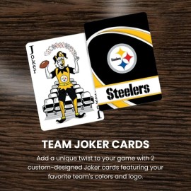 MasterPieces - NFL Playing Cards, Officially Licensed Pittsburgh Steelers Football Deck, Family Games for Adults and Kids, Standard Index MasterPieces - NFL Playing Cards, Officially Licensed Pittsburgh Steelers Football Deck, Family Games for Adults and Kids, Standard Index