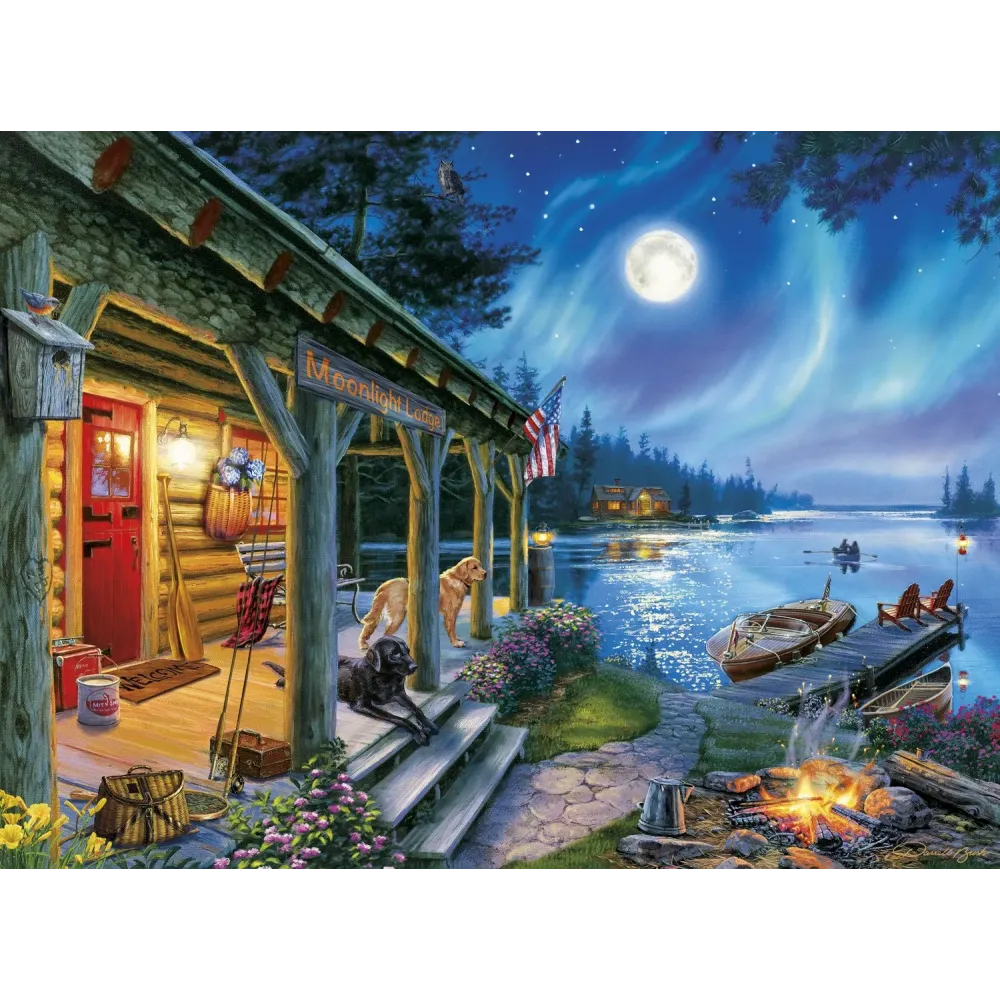 Buffalo Games - Darrell Bush - Moonlight Lodge - 1000 Piece Jigsaw Puzzle , Blue Buffalo Games - Darrell Bush - Moonlight Lodge - 1000 Piece Jigsaw Puzzle , Blue