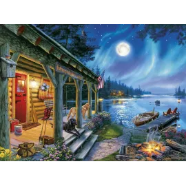 Buffalo Games - Darrell Bush - Moonlight Lodge - 1000 Piece Jigsaw Puzzle , Blue