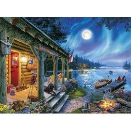 Buffalo Games - Darrell Bush - Moonlight Lodge - 1000 Piece Jigsaw Puzzle , Blue Buffalo Games - Darrell Bush - Moonlight Lodge - 1000 Piece Jigsaw Puzzle , Blue