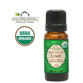 US Organic Lime Essential Oil - Certified Organic, Steam Distilled - W/Euro droppers (More Size Variations Available) (10 ml / .33 fl oz)